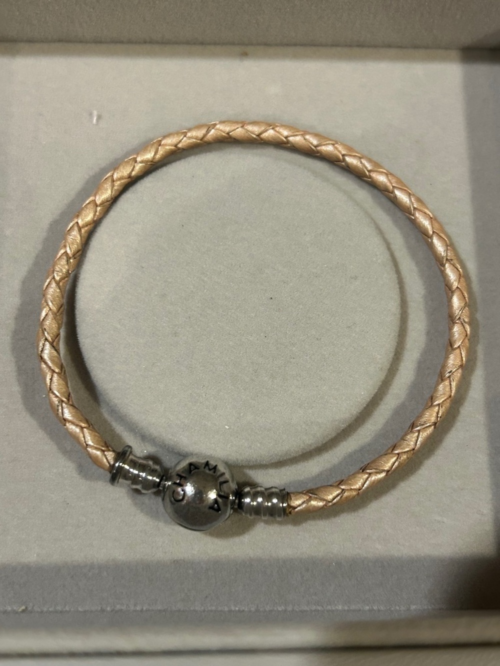 Chamilia Metallic Pink Leather Charm Bracelet